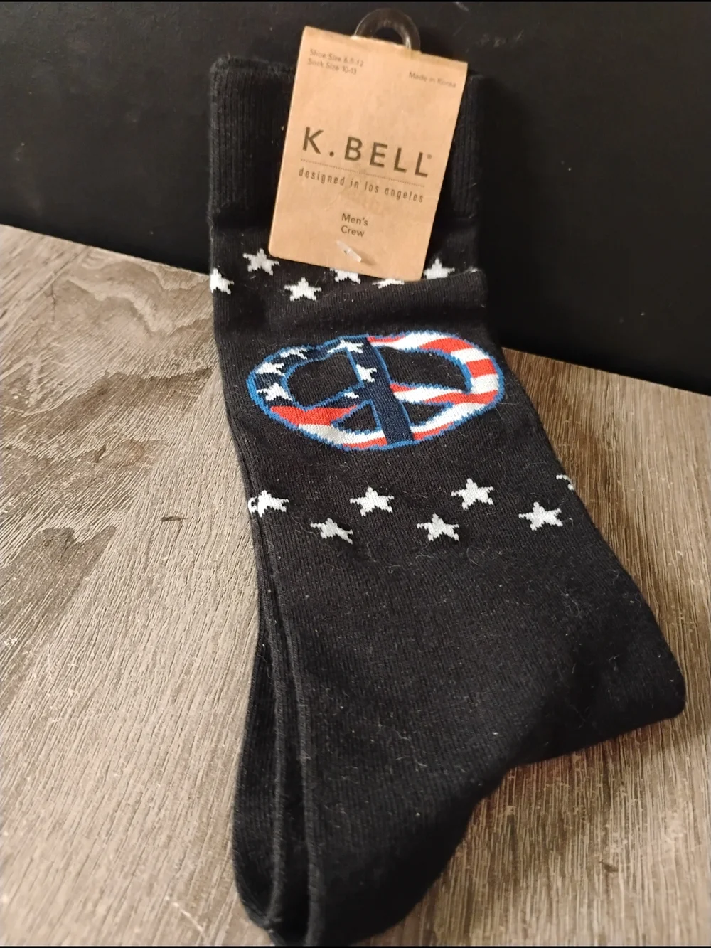 K Bell Men Patriotic/Peace Crew Socks
